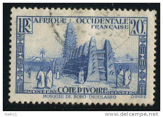 1936- 38 - France - A.O.F- Côte D'Ivoire - Mosquée De Bobo Dioulasso- 20 Cts Outremer - Oblitérés