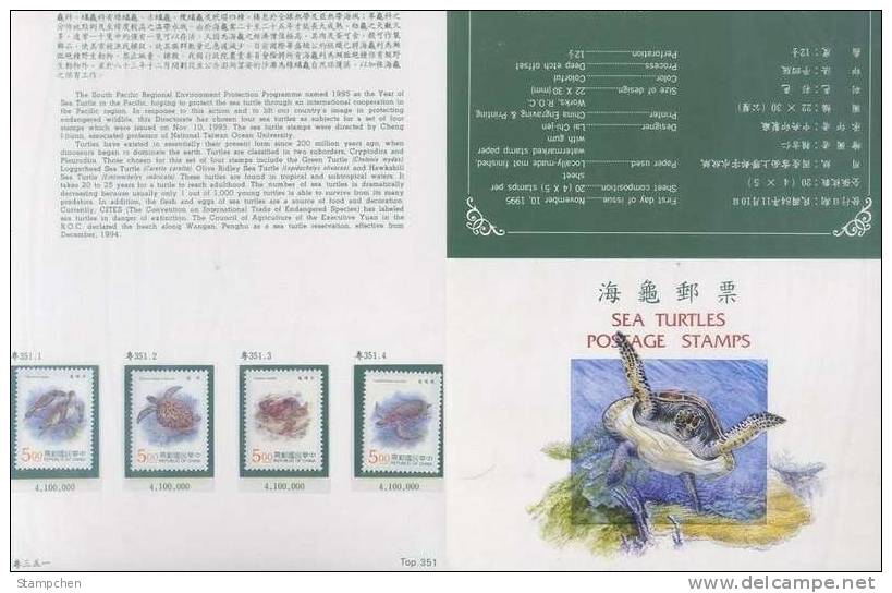 Folder 1995 Sea Turtle Stamps Fauna - Tortues