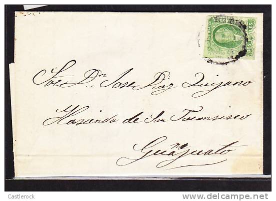 A)HIDALGO 1856 EMERALD 2 REALES MEXICO TO GUANAJUATO ON COVER - Mexico