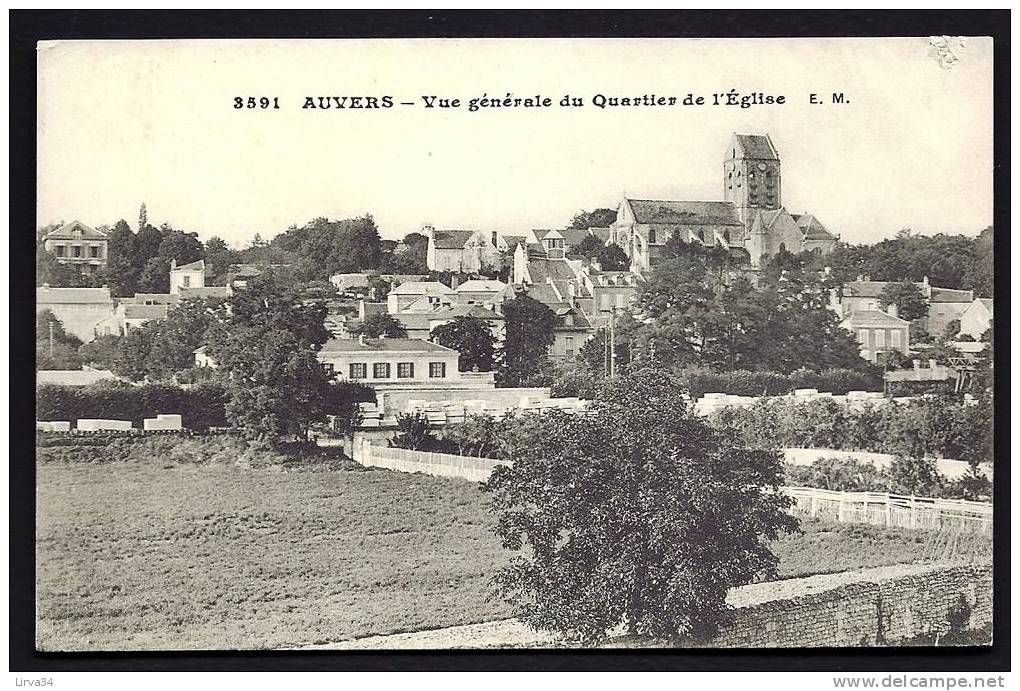 CPA  ANCIENNE- FRANCE- AUVERS (95)- VUE GENERALE DU QUARTIER DE L'EGLISE- GROS PLAN- CULTURES DEVANT - Auvers Sur Oise