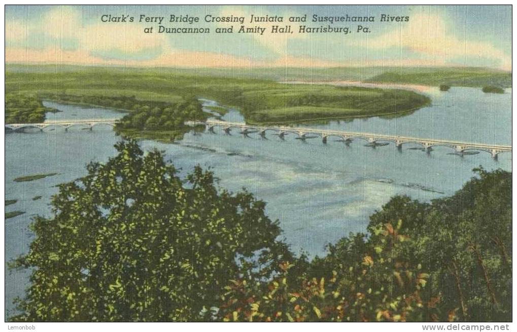 USA – United States – Clarks Ferry Bridge, Harrisburg, Pa, Unused Linen Postcard [P4225] - Harrisburg