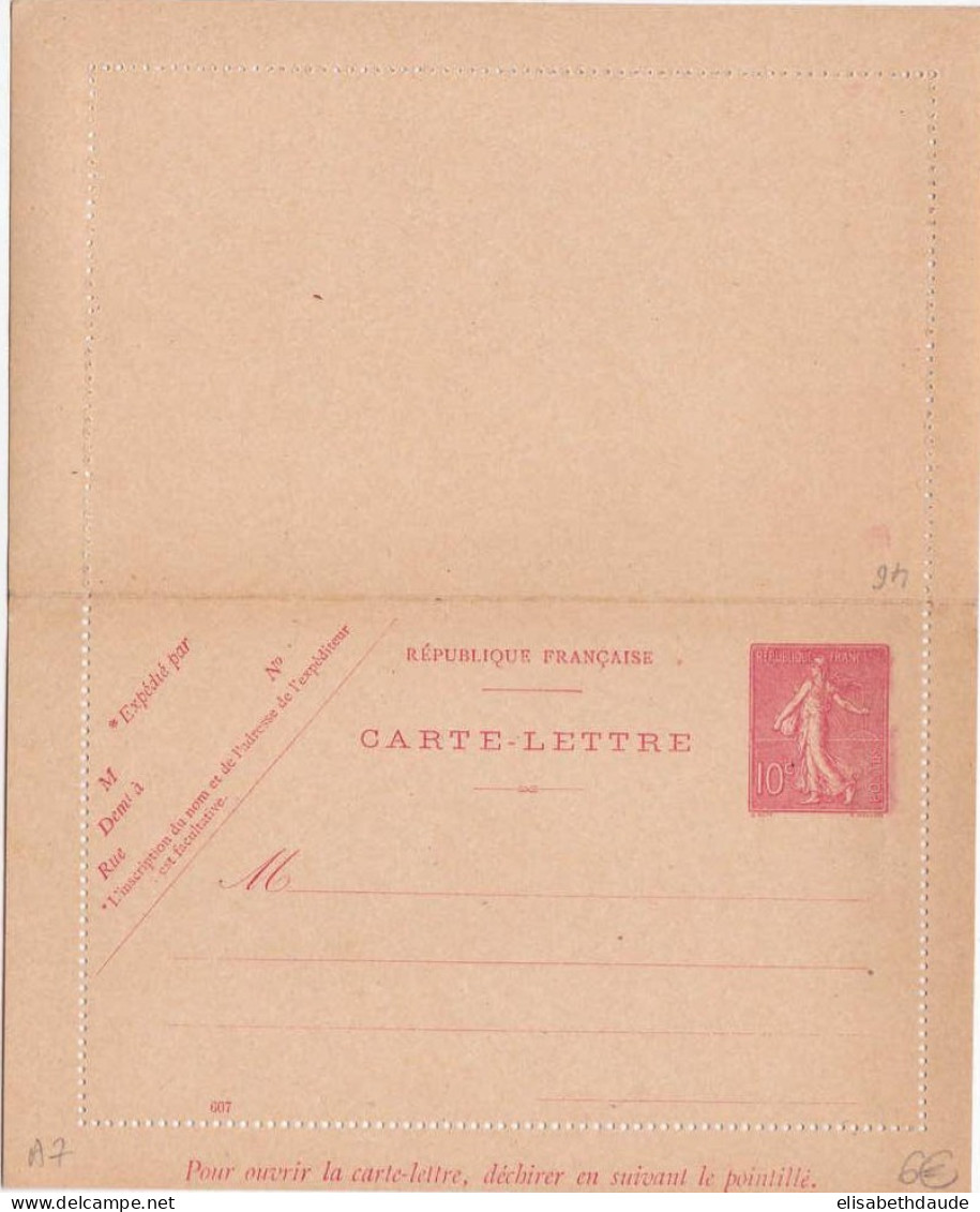 SEMEUSE LIGNEE - CARTE LETTRE ENTIER - STORCH A7 - DATE 607 -  NEUVE - Cartes-lettres