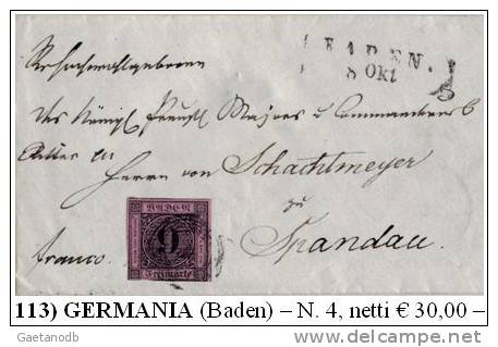 Germania-SP0113 - Baden 1851-52 (o) Used - Senza Difetti Occulti. - Brieven En Documenten