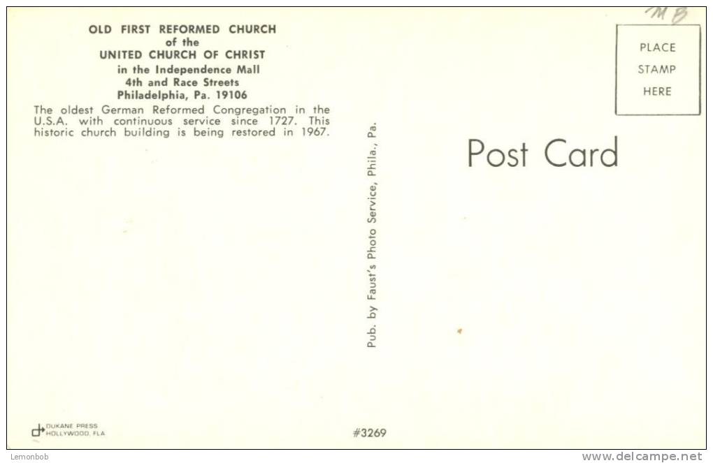 USA – United States –  Old First Reformed Church Of The United Church Of Christ, Philadelphia, Pa Unused Postcard [P4249 - Philadelphia