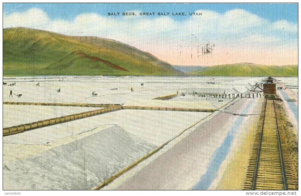 USA – United States – Salt Beds, Great Salt Lake, Utah, 1943 Used Linen Postcard [P4260] - Altri & Non Classificati