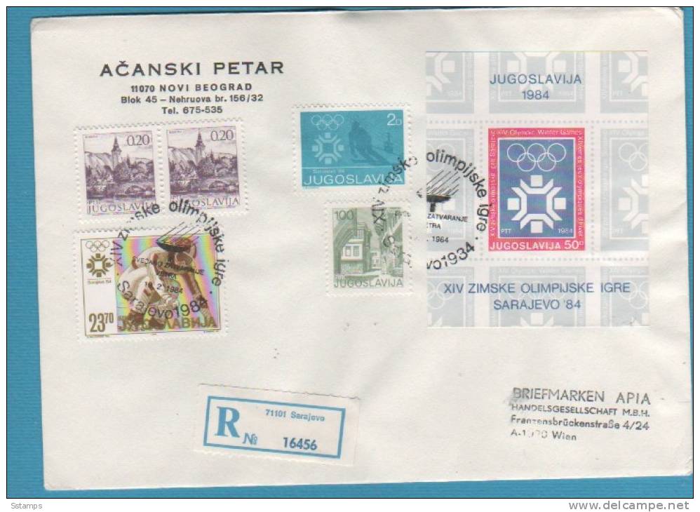 1984-YU JUGOSLAVIJA OLIMPIADI 1984 SARAJEVO Sci RECCO LETTER Special Cancellation INTERESSANTE - Hiver 1984: Sarajevo