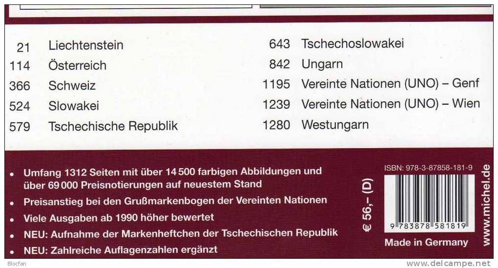 Liechtenstein MICHEL Midle-europe Part 1 Stamp Catalogue 2011 New 56€ With Austria Helvetia UNO CSR Slowakia CR Hungaria - Andere & Zonder Classificatie