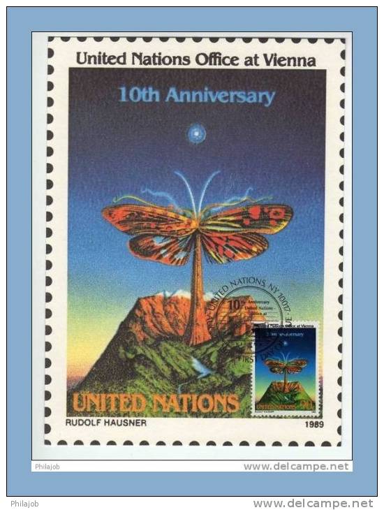 NATIONS UNIES 89 CM : 10° ANNIVERSAIRE DE L´OFFICE DES NATIONS UNIES A VIENNE + Prix Dégressif. - Briefmarken Auf Briefmarken