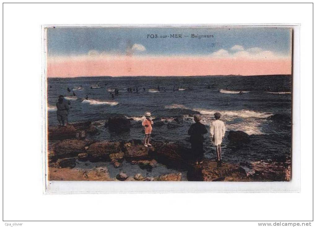 13 FOS SUR MER (envs Istres) Plage, Baigneurs, Colorisée, Ed LA, 192? - Autres & Non Classés