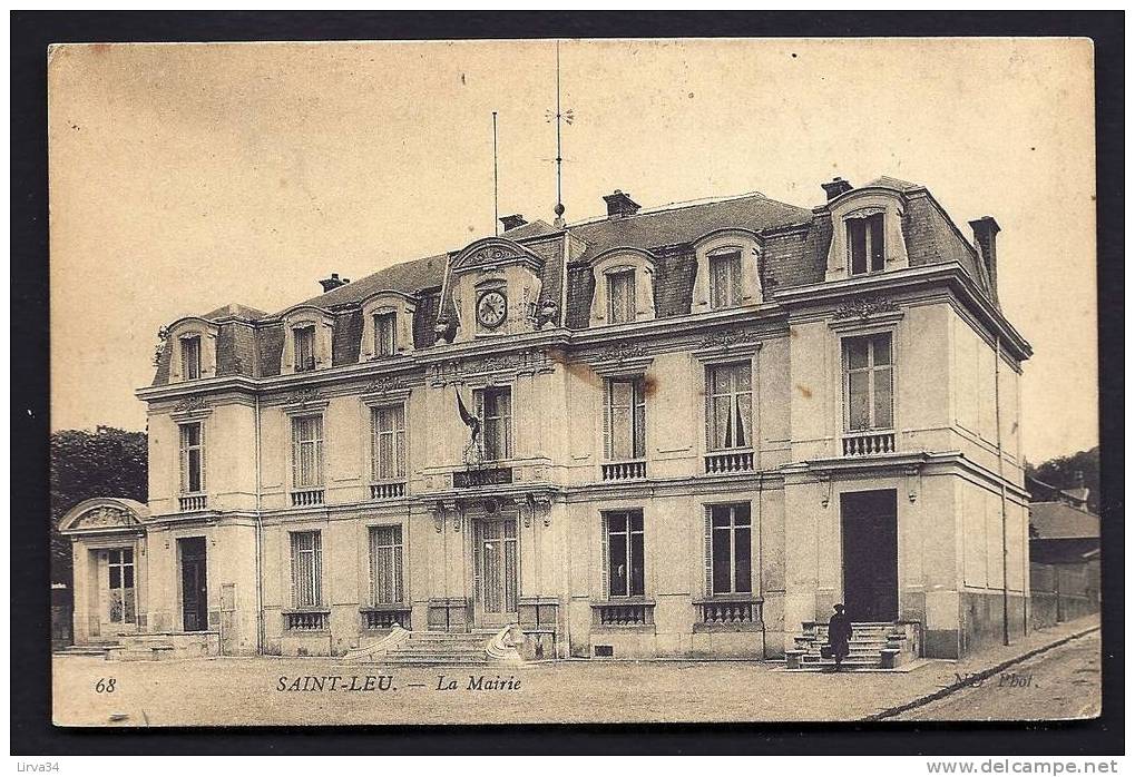 CPA  ANCIENNE- FRANCE- SAINT-LEU (95)- LA MAIRIE EN TRES GROS PLAN DE FACE- ANIMATION - Saint Leu La Foret