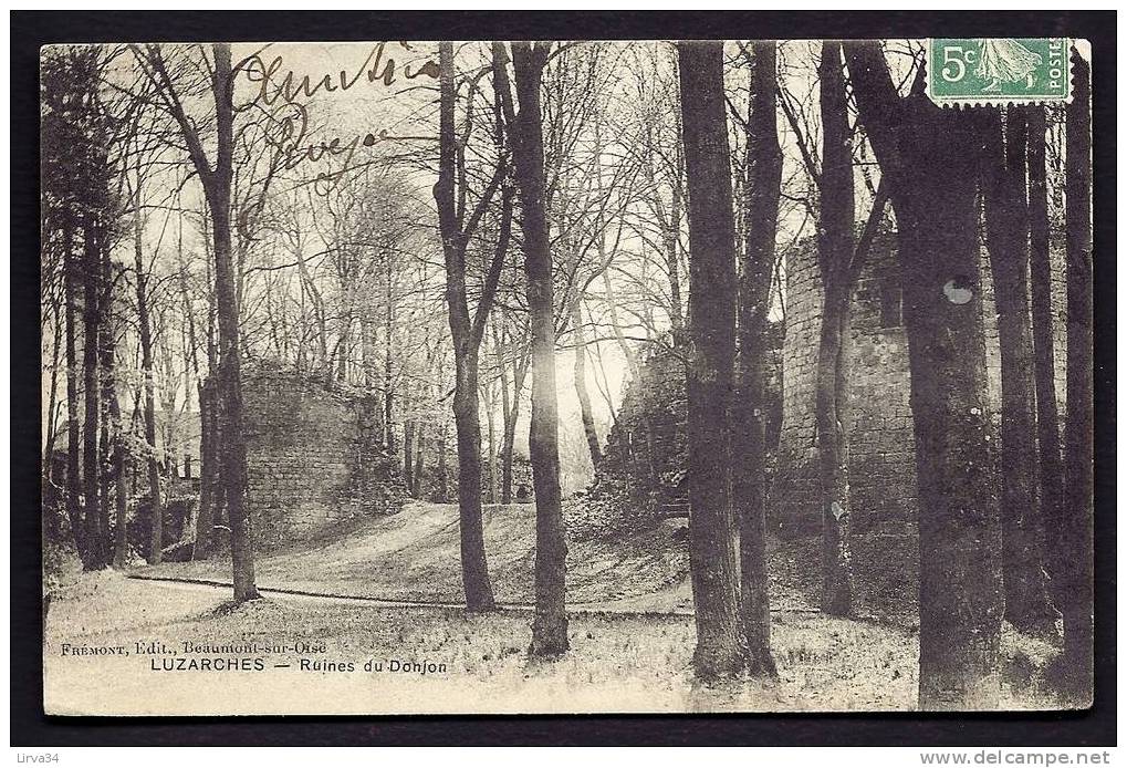 CPA  ANCIENNE- FRANCE- LUZARCHES (95)- LES RUINES DU VIEUX CHATEAU FÉODAL DANS LA FORET EN HIVER- LE DOJON - Luzarches