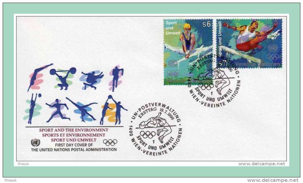 ONU 1996 (Vienne) : N° YT 234-235 FDC En Relief " Sport Et Environnement " + Prix Dégressif. - Protezione Dell'Ambiente & Clima