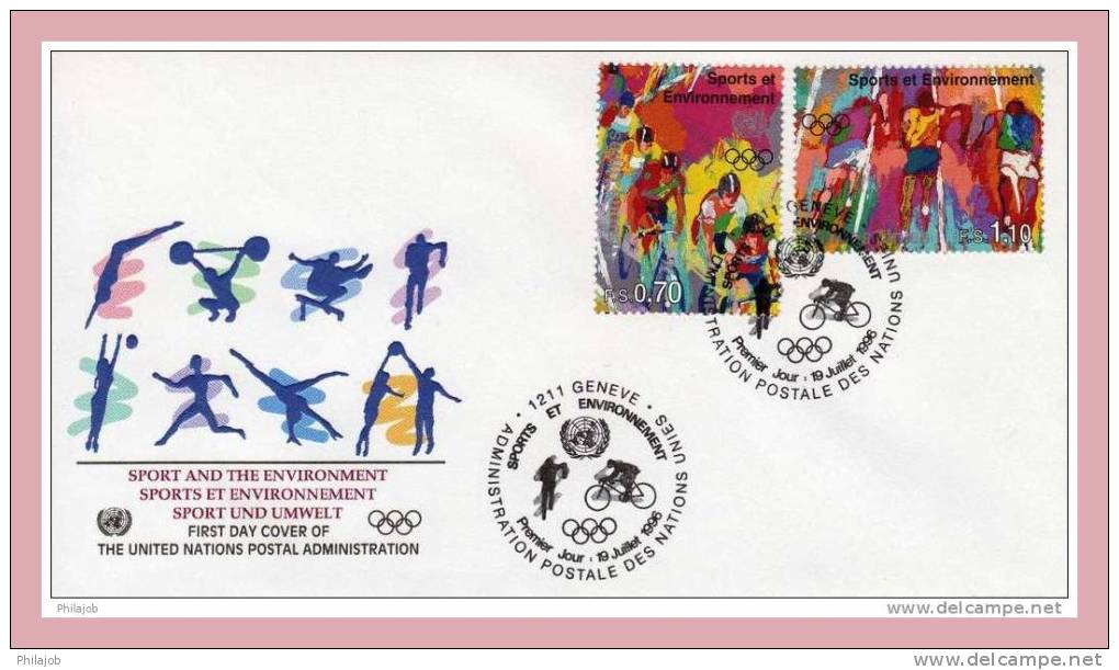 ONU 1996 (Genève) : FDC En Relief N° YT 317-318 " Sport Et Environnement " + Prix Dégressif. - Environment & Climate Protection