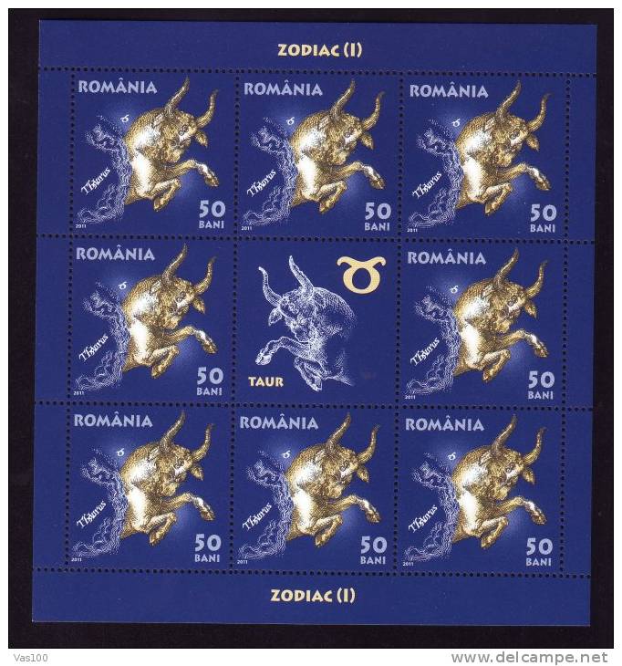 Zodiac  2011 Minisheet 6X 8 Stamps + Labels! ** MNH Romania. - Ganze Bögen