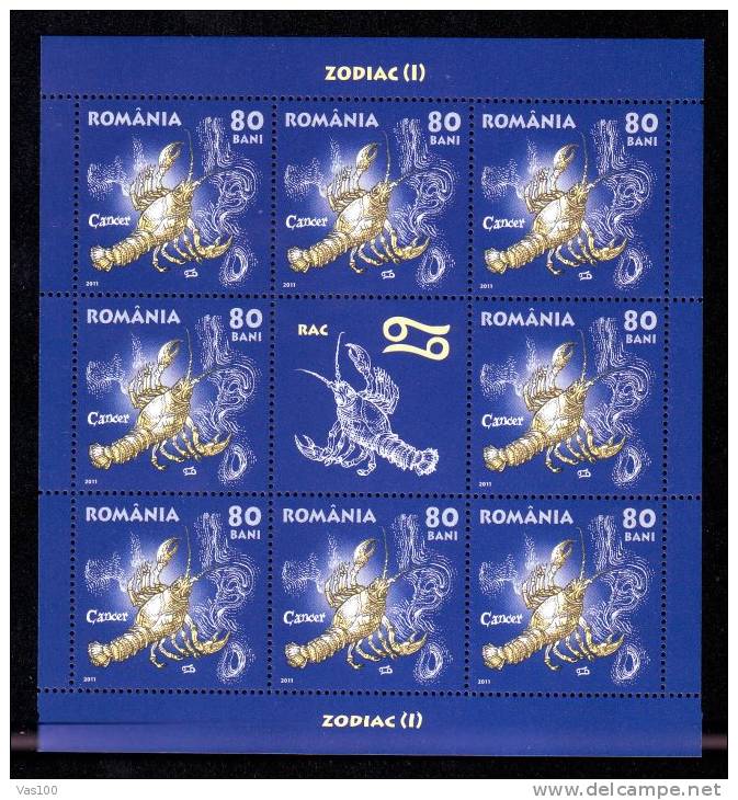 Zodiac  2011 Minisheet 6X 8 Stamps + Labels! ** MNH Romania. - Hojas Completas