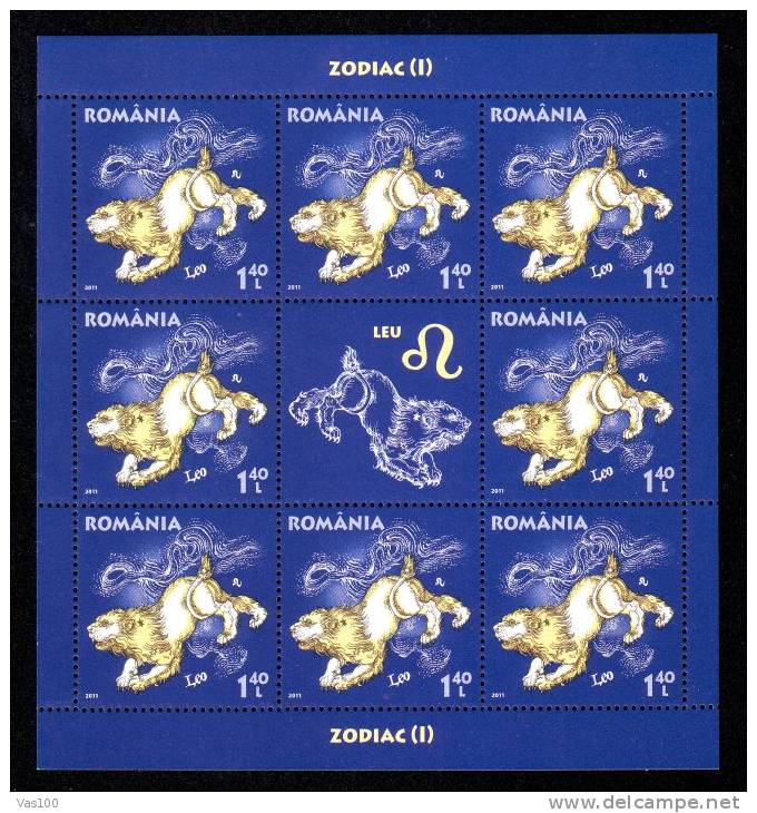 Zodiac  2011 Minisheet 6X 8 Stamps + Labels! ** MNH Romania. - Hojas Completas