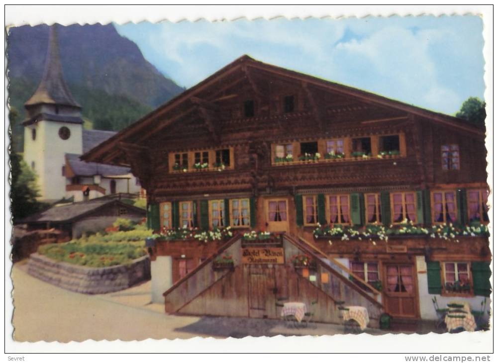 Hotel Bären Und Kirche Von Gsteig BO .   CPSM 9x14 - Gsteig Bei Gstaad