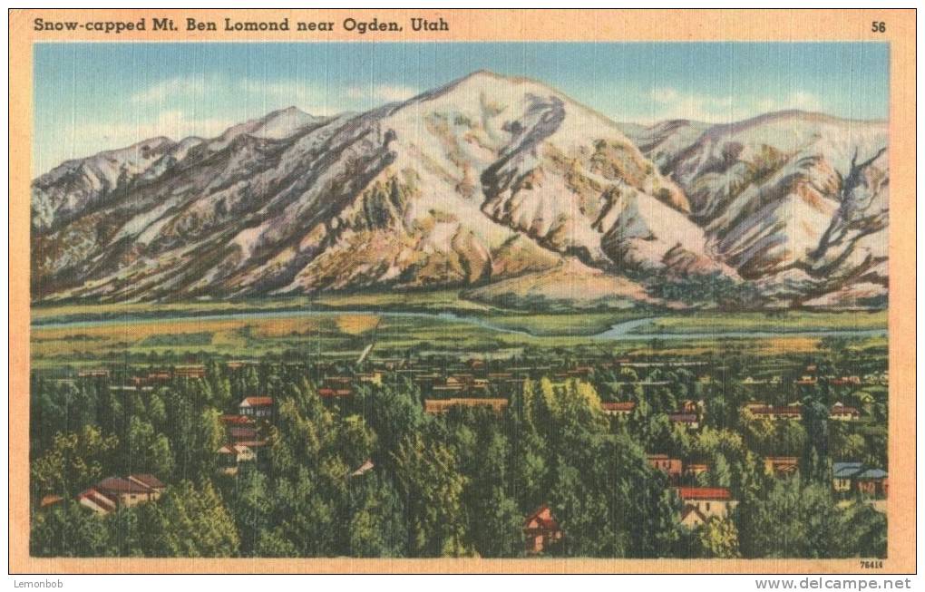 USA – United States –  Snow-capped Mt. Ben Lomond Near Ogden, Utah Unused Linen Postcard [P4270] - Ogden