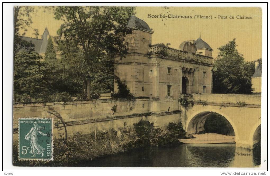 SCORBE-CLAIRVAUX. -  Pont Du Château.  Belle Carte Toilée - Scorbe Clairvaux