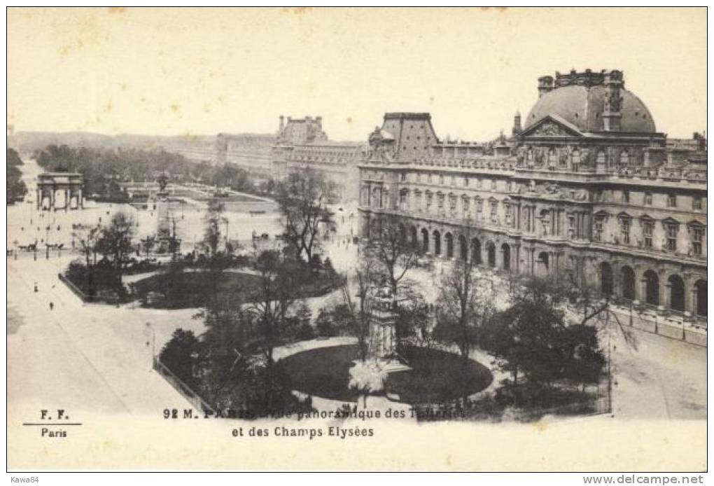 CPA  Paris  "  Vue Panoramique Des Tuileries Et Des Champs-Elysées  " - Parks, Gardens