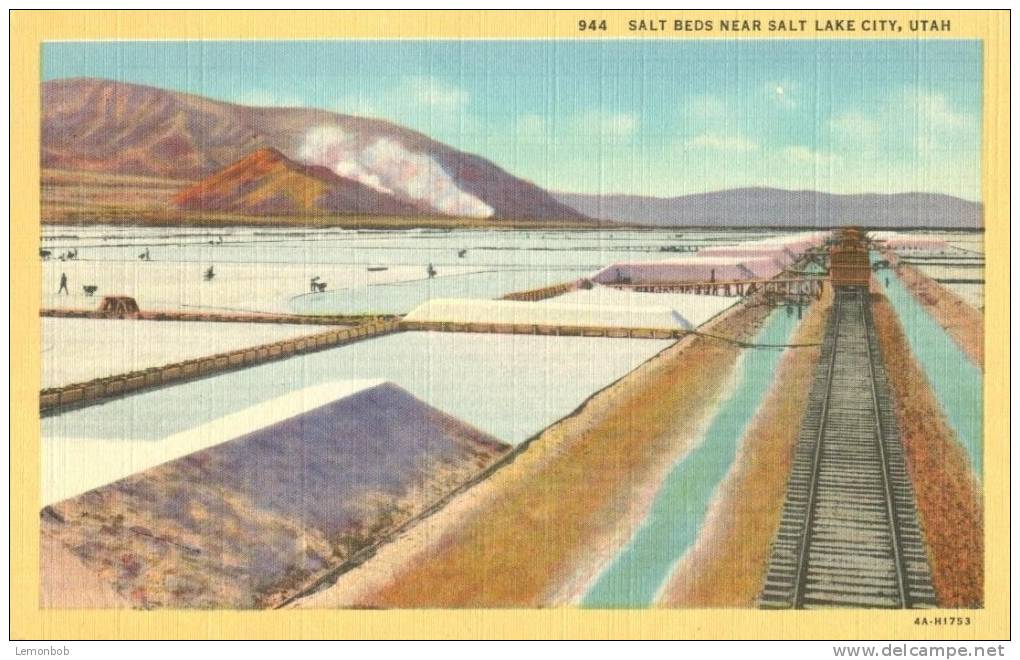USA – United States – Salt Beds Near Salt Lake City, Utah Unused Linen Postcard [P4290] - Autres & Non Classés