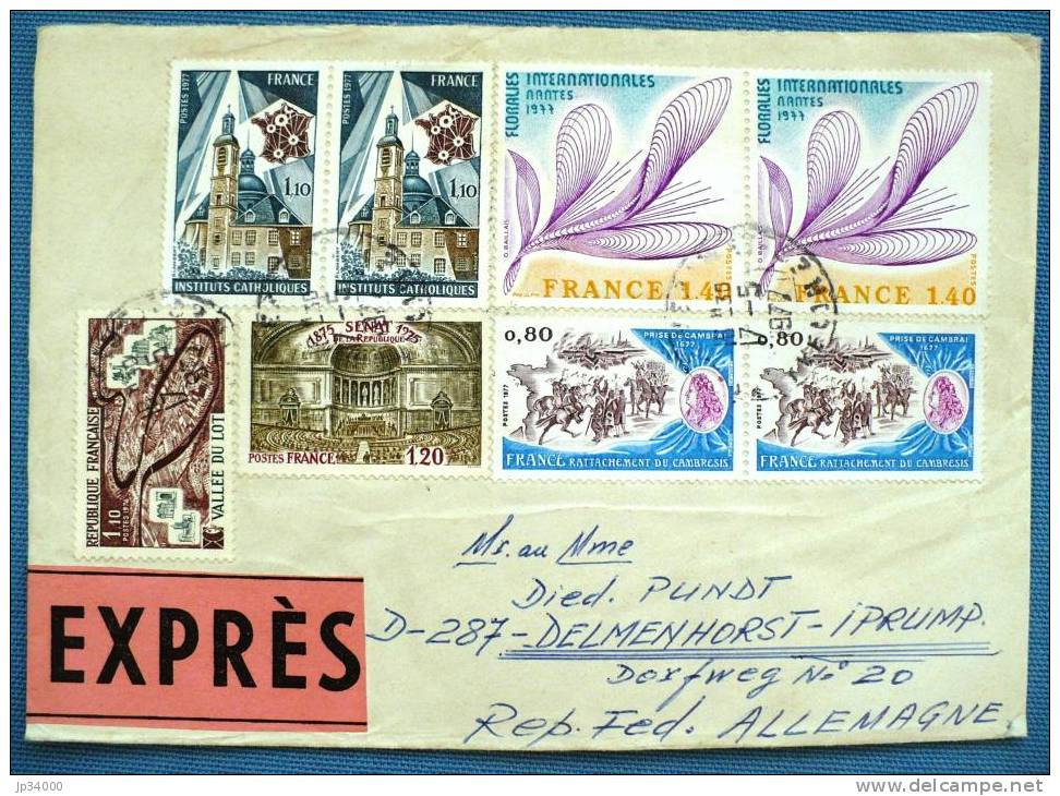 FRANCE: Lettre Au Tarif Expres Avec Affranchissement Mixte Pour L'ALLEMAGNE. Cachet D'arrivée Au Dos - 1961-....