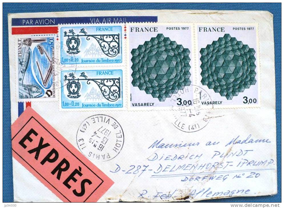 FRANCE: Lettre Au Tarif Expres Avec Affranchissement Mixte Pour L'ALLEMAGNE. Cachet D'arrivée Au Dos - 1961-....