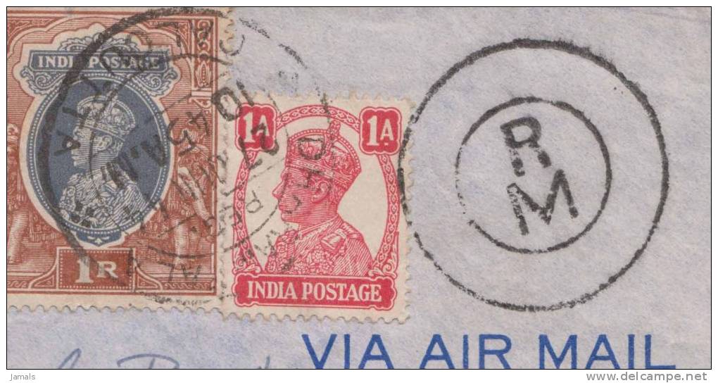 Br India King George VI, Censor Cover, Double Circle Postmark, Sent To Egypt, India - 1936-47 Roi Georges VI