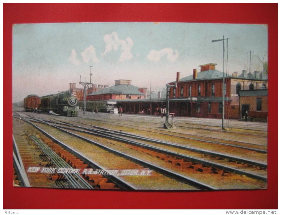 Train Station- Depot--  Utica NY New York Central R.R. Station Rotograph 1908 Cancel  ---- -----   -ref 218 - Utica