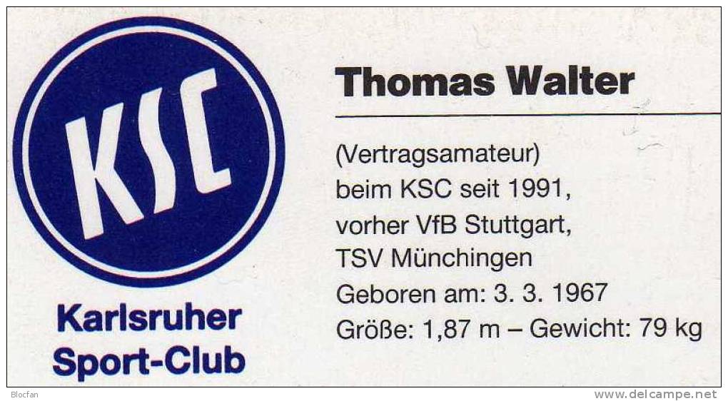 Autogrammkarte Thomas Walter Fussball ** 5€ KSC Karlsruhe Postkarte Mit Porträt Ungenutzt Mit Autogramm - Soccer