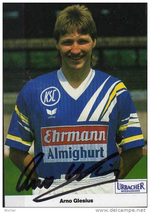 Autogrammkarte Arno Glesius Fussball ** 5€ KSC Karlsruhe Postkarte Mit Porträt Ungenutzt Mit Autogramm - Soccer