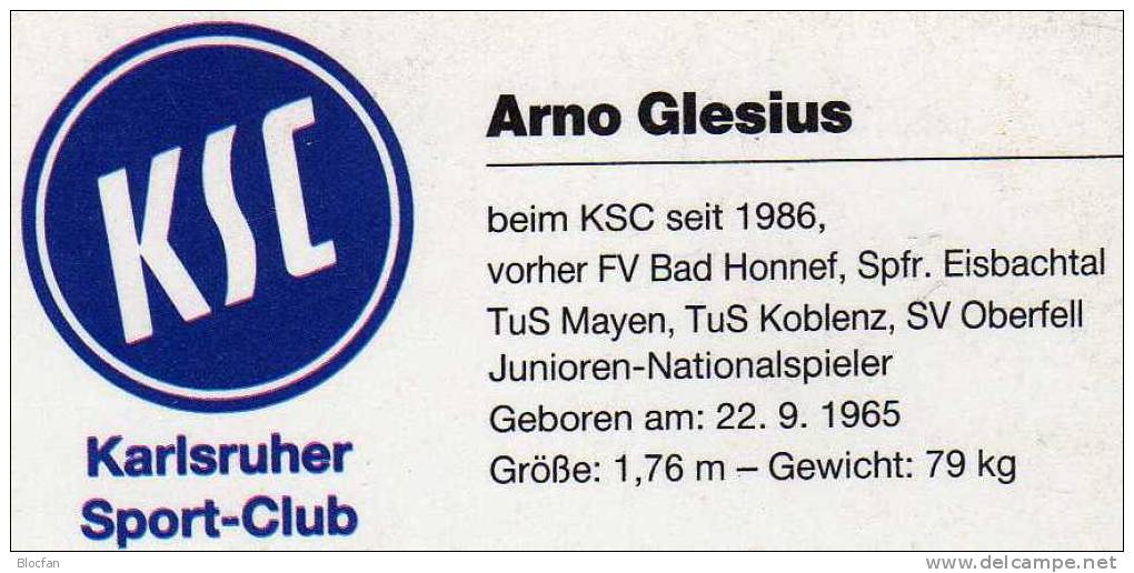 Autogrammkarte Arno Glesius Fussball ** 5€ KSC Karlsruhe Postkarte Mit Porträt Ungenutzt Mit Autogramm - Soccer