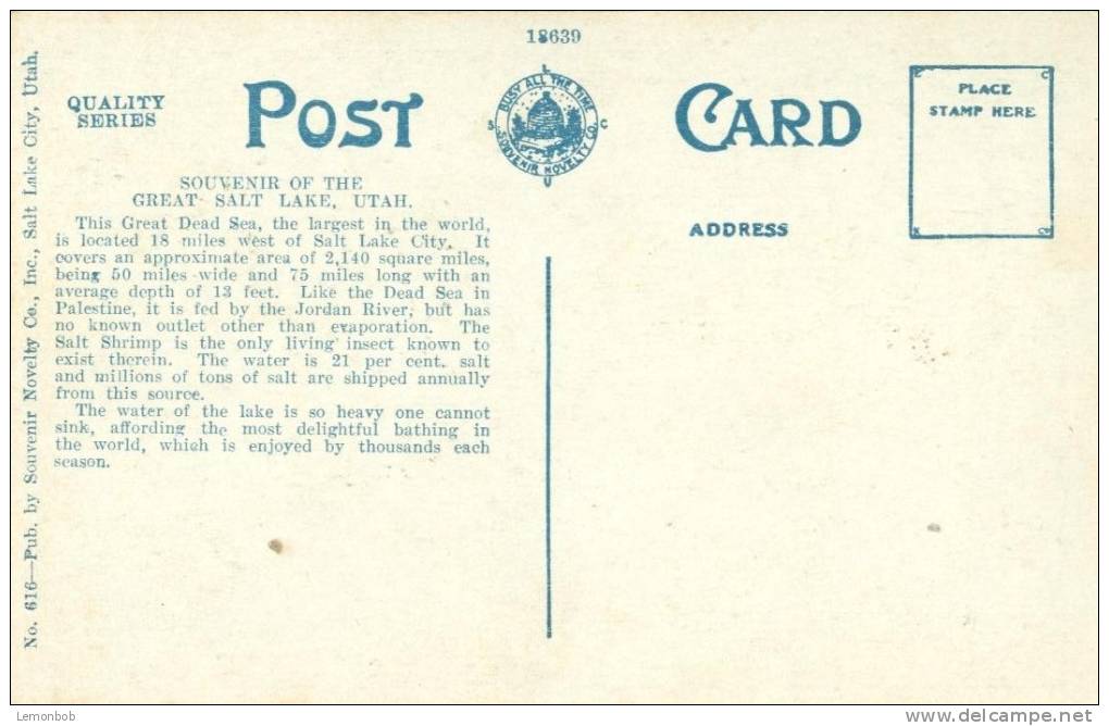 USA – United States – Salt Beds Near Salt Lake City, Utah 1910s-1920s Unused Postcard [P4304] - Autres & Non Classés