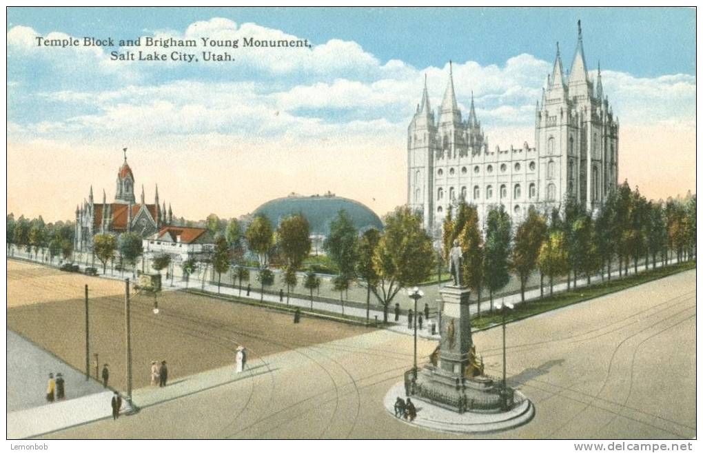 USA – United States – Temple Block And Brigham Young Monument, Salt Lake City, Utah Early 1900s Unused Postcard [P4305] - Salt Lake City