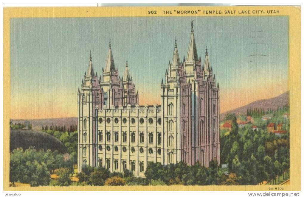 USA – United States – The Mormon Temple, Salt Lake City, 1957 Used Linen Postcard [P4315] - Salt Lake City