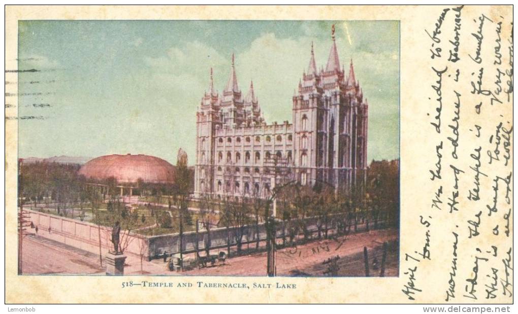 USA – United States – Temple And Tabernacle, Salt Lake City, Utah 1906 Used Postcard [P4316] - Salt Lake City