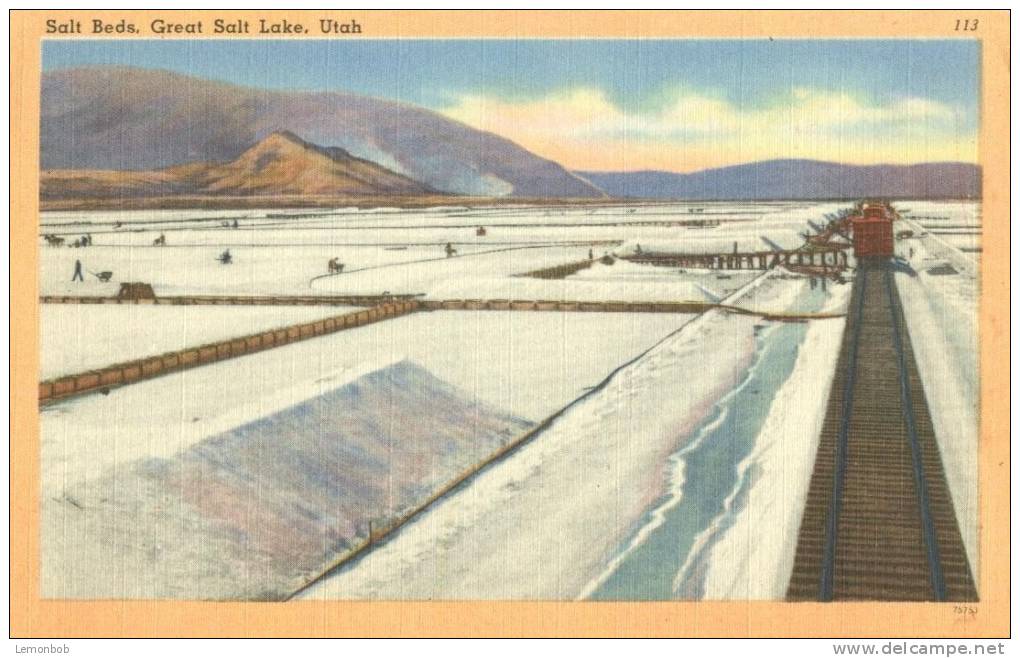 USA – United States –  Salt Beds, Great Salt Lake, Utah, Unused Linen Postcard [P4330] - Sonstige & Ohne Zuordnung