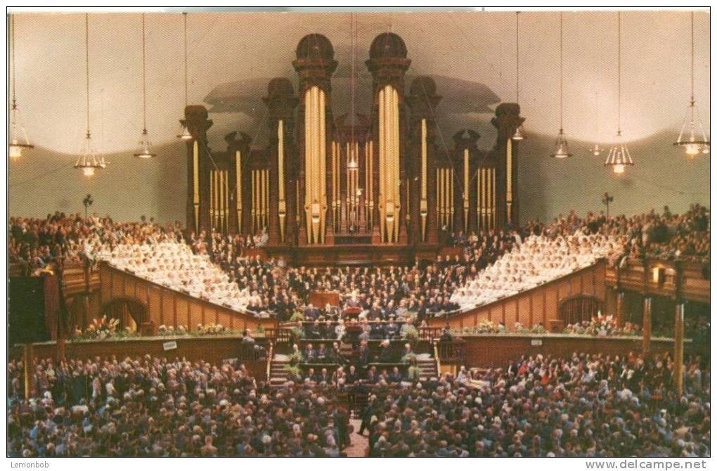 USA – United States – Interior Of Mormon Tabernacle, Temple Square, Salt Lake City, Utah Unused Chrome Postcard [P4347] - Salt Lake City