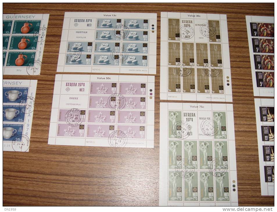 LOT DE 14  EUROPA CEPT MINI FEUILLETS KLEINBOGEN (o) MALTA  ISLE OF MAN GUERNSEY  SHEETS - Sammlungen