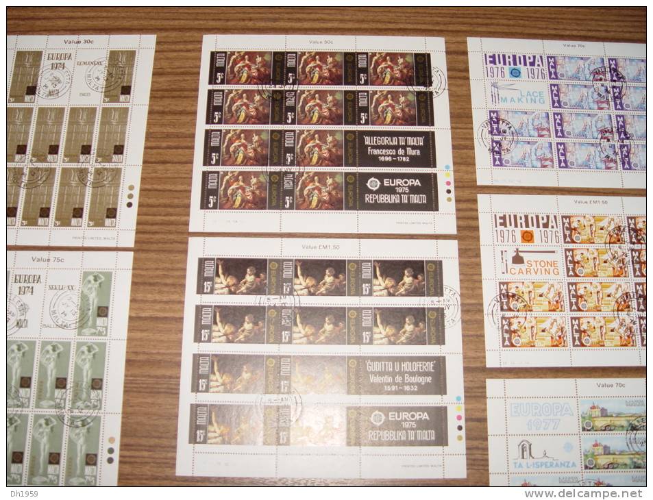 LOT DE 14  EUROPA CEPT MINI FEUILLETS KLEINBOGEN (o) MALTA  ISLE OF MAN GUERNSEY  SHEETS - Sammlungen