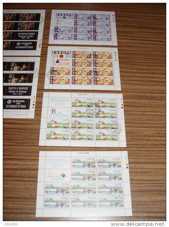 LOT DE 14  EUROPA CEPT MINI FEUILLETS KLEINBOGEN (o) MALTA  ISLE OF MAN GUERNSEY  SHEETS - Sammlungen