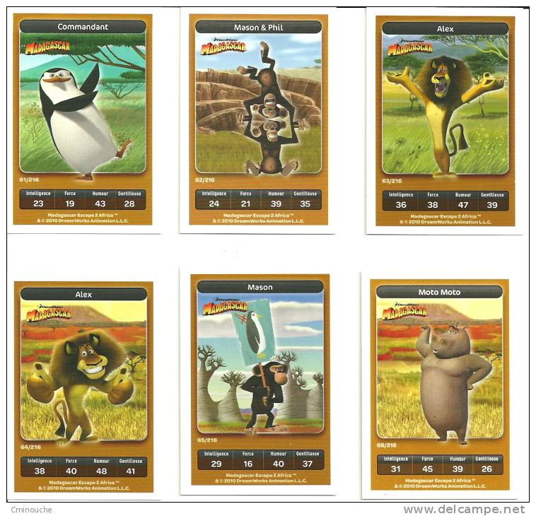 Cartes Carrefour Dreamworks Madagascar N° 61 62 63 64 65 Et 68 - Other & Unclassified