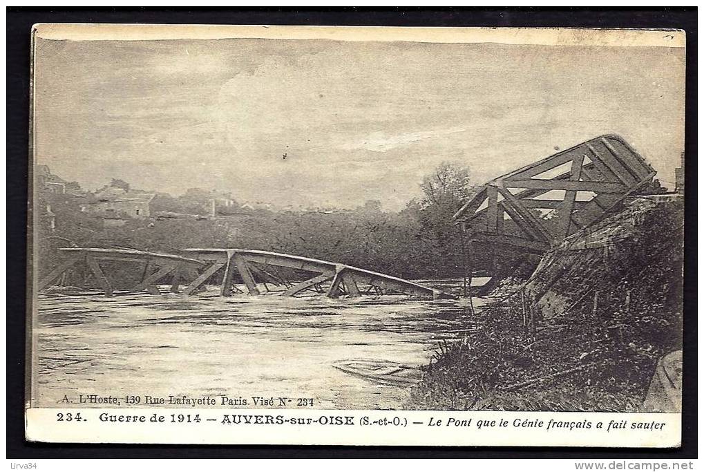 CPA  ANCIENNE- FRANCE- AUVERS (95)- LE PONT MÉTALLIQUE DÉTRUIT PAR LE GENIE FRANCAIS- GUERRE 1914-18 - Auvers Sur Oise