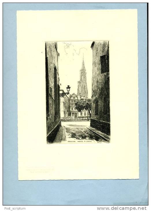 2 Estampes De Léopold Robin Gravées Sur Cuivre Imprimés Taille Douce: Strasbourg - Impasse De L'ancre Et Ponts Couverts - Prints & Engravings