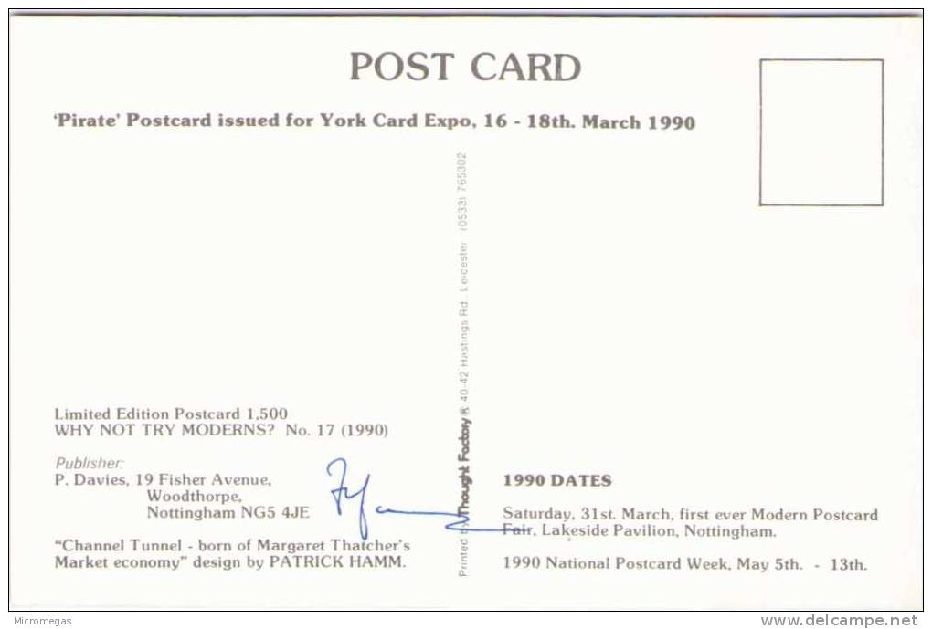 Patrick HAMM - "Pirate" Postcard Issue For York Card Expo 1990 - Hamm