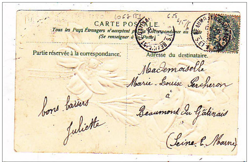 Bonne Fête      Fleurs       Carte  Gauffrée - Other & Unclassified