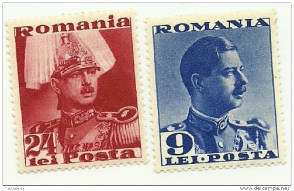 1940 - Romania 591 + 594 Carlo II C700    ----- - Neufs