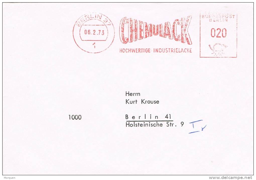 5623. Carta BERLIN 1973. Franqueo Mecanico CHEMULACK - Briefe U. Dokumente