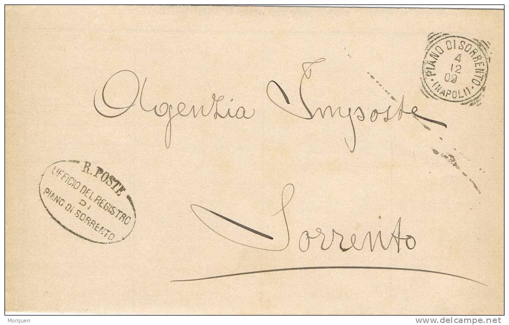 Carta Oficial PIANO Di SORRENTO (Napoli) 1909. Uficcio Registro - Storia Postale