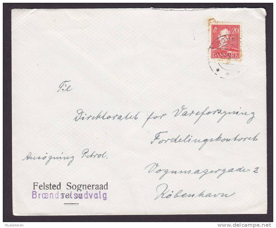 Denmark FELSTED SOGNERAAD Brændselsudvalg BOVRUP 1945 Cover To KØBENHAVN King Christian X. - Brieven En Documenten